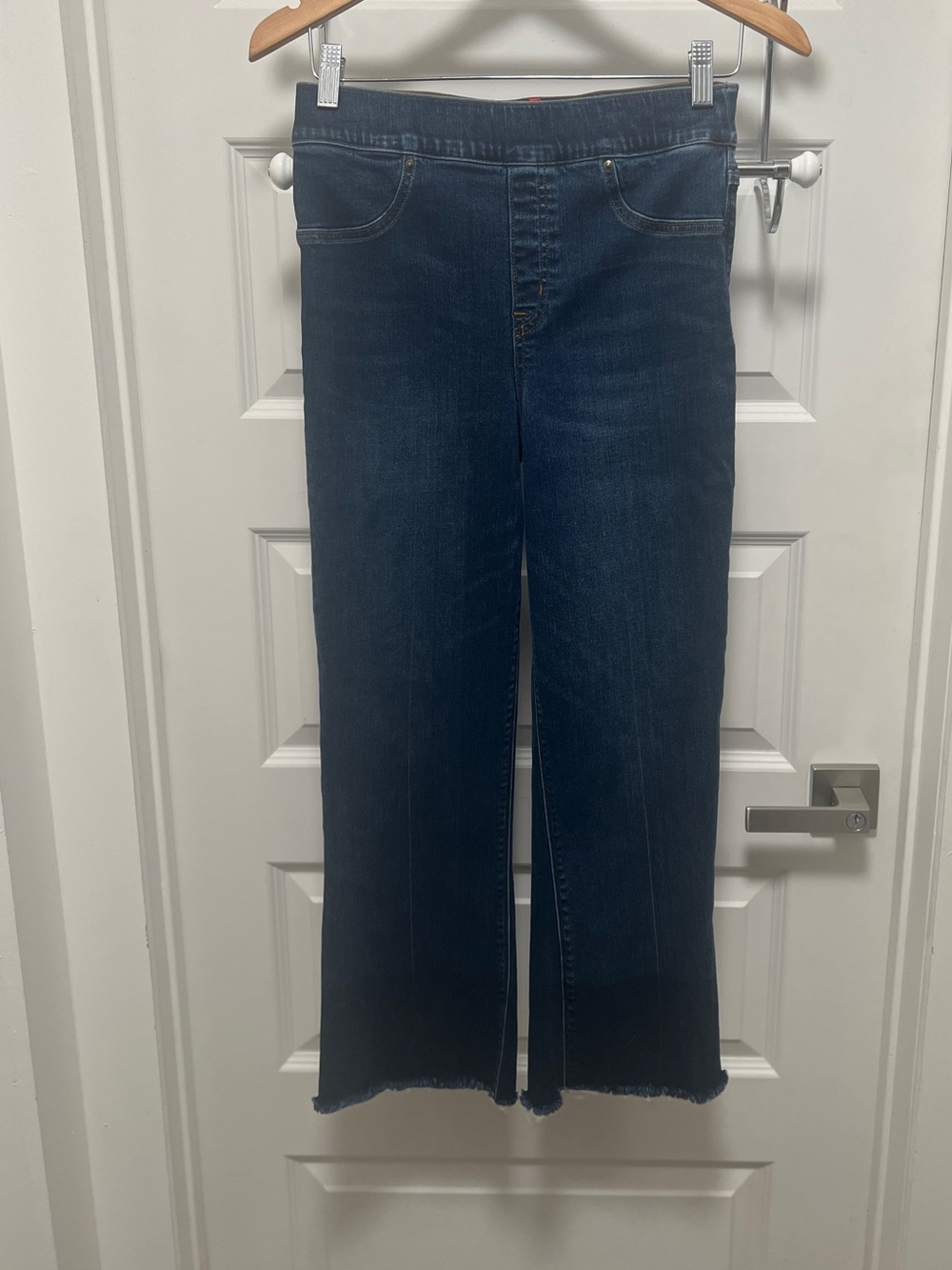 SPANX Dark Blue Flare Jeans - High-Rise Wide Leg